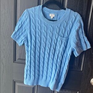 J. Crew Light Blue short sleeve Cable Knit Sweater